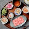 Wagyu short rib teishoku (set meal) served with rice, miso soup and more.