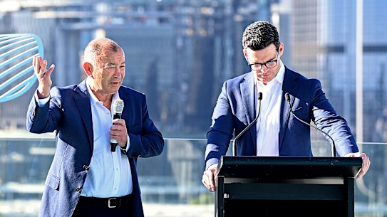 Eddie Jones at the launch of the British and Irish Lions tour schedule.