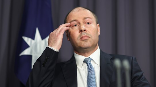 Treasurer Josh Frydenberg during a press conference on MYEFO.