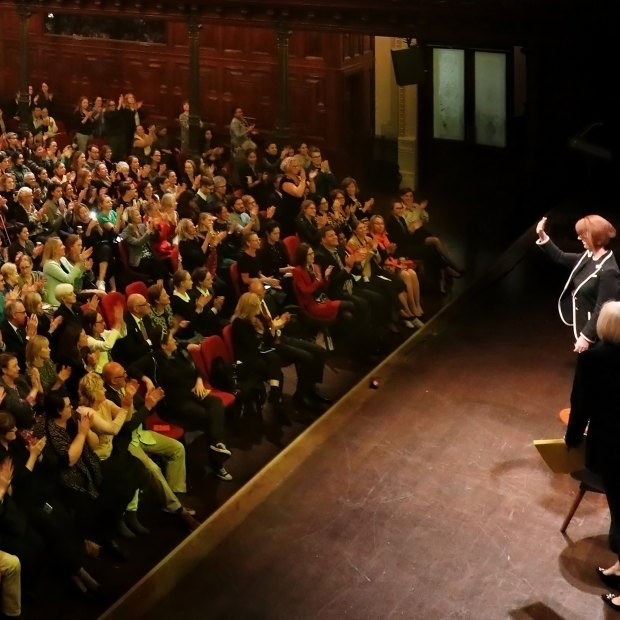 Julia Gillard on stage at a UNSW Centre for Ideas Q&A session at Sydney’s Town Hall in May.