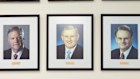 Mark Latham’s portrait, bottom right, will remain in Labor’s caucus room with text added below it.