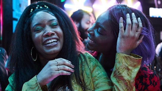 Best friends Terry (Weruche Opia) and Arabella (Michaela Coel) out on the town in I May Destroy You.