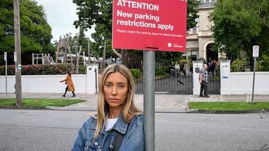 New parking restrictions on Willoby avenue in Glen Iris outside Caulfield Grammar school. 
