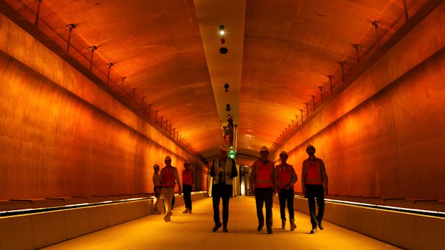 Inside the new Martin Place Metro station.