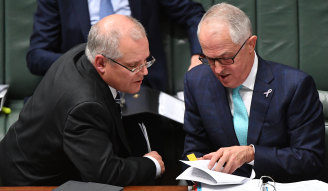 Treasurer Scott Morrison and Prime Minister Malcolm Turnbull during question time.