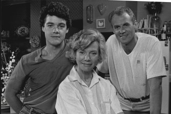 Stefan Dennis, Anne Haddy, Alan Dale in  a scene from Seven's Neighbours.