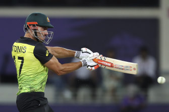 Marcus Stoinis bats during Australia’s semi-final victory.