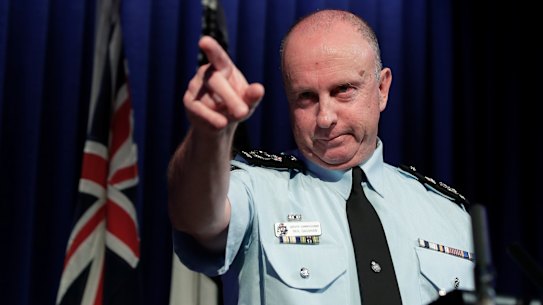 Acting AFP Commissioner Neil Gaughan addresses the media over the raids.