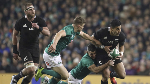 Ferocious defence: The electric Rieko Ioane was well contained in Dublin.