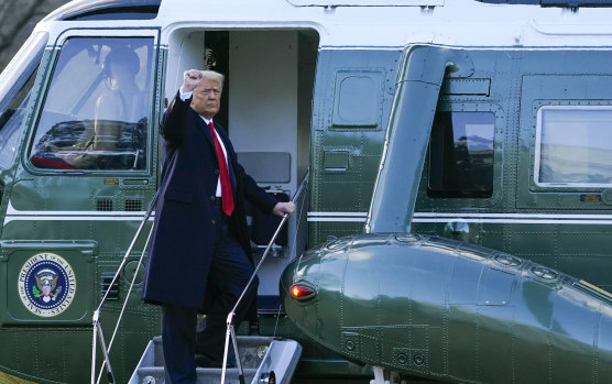 President Donald Trump leaves the White House aboard Marine One on Wednesday.