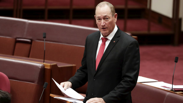 Fraser Anning delivers his first speech in the Senate. 