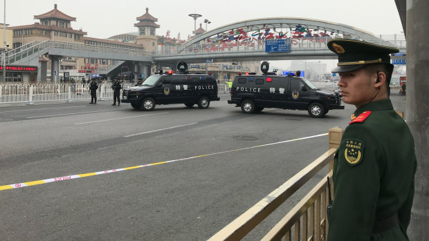 There was a heavy security presence at Beijing railway station on Tuesday.