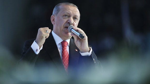 Not backing down: Turkey's President Recep Tayyip Erdogan.