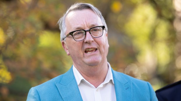 Health Minister Martin Foley speaks during a press conference on Friday.