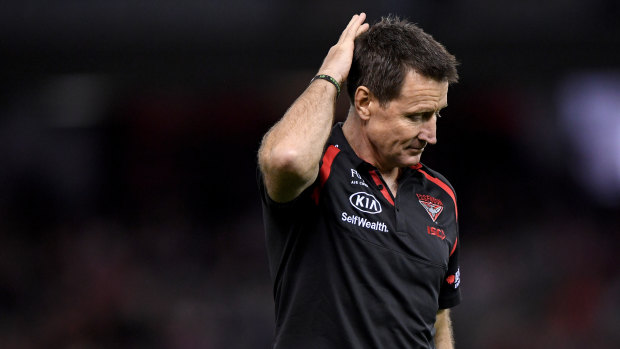 Head-scratcher: John Worsfold left perplexed after watching his side's late fade out against the Demons.