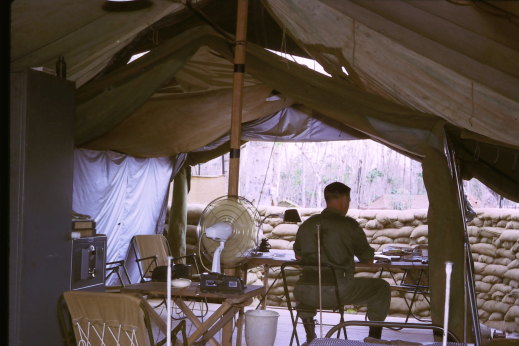 Don Begg in his “office” in Vietnam.