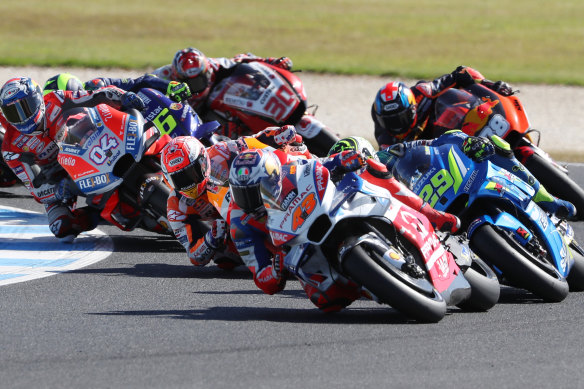 Riders in action during last year's race on Phillip Island. 