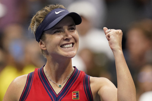 Elina Svitolina after defeating Simona Halep at the US Open.