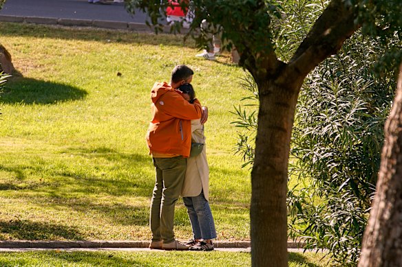 People searching for relatives who were travelling on the trains involved in the crash gathered at a religious residence converted into a temporary medical facility in Toledo, Spain, on Thursday.
