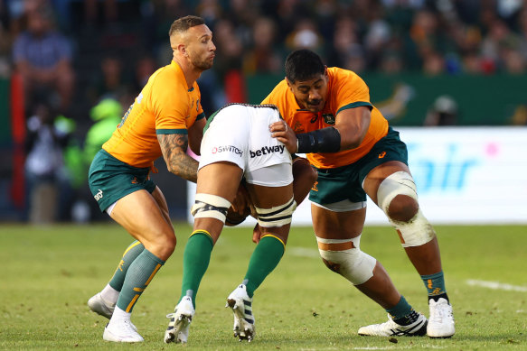 Quade Cooper and Will Skelton during the clash at Loftus Versfeld Stadium.