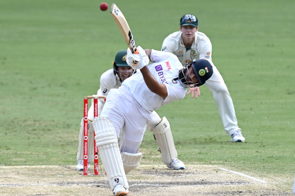 Rishabh Pant hits out on day five, on his way to an inspired 89 not out.