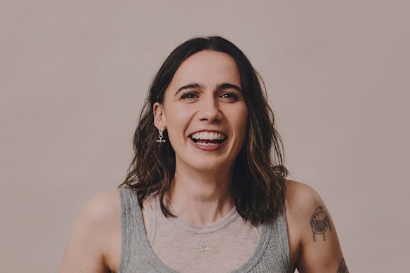 Writer, creator and star of <i>Such Brave Girls</i>, Kat Sadler. (Styling Harriet Nicolson; hair, Sven Bayerbach; makeup Jenny Coombs)