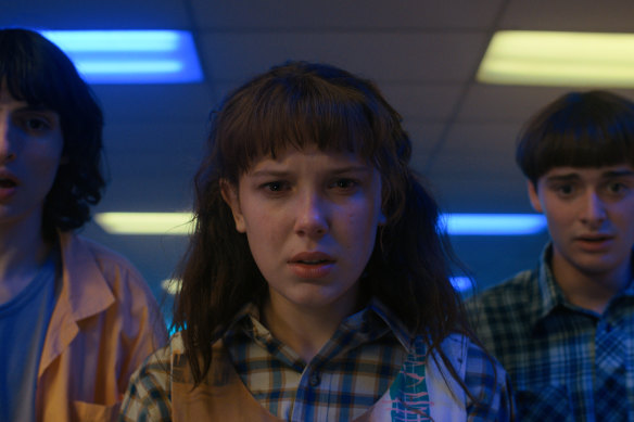 Eleven (centre) in the latest season of Stranger Things.