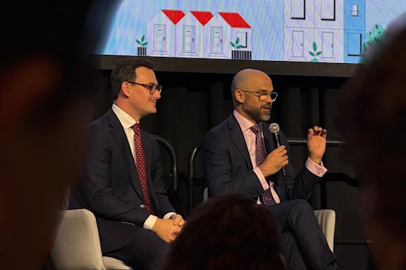 Queensland Housing Minister Sam O'Connor and Treasurer David Janetzki announced the funding increase for social and community homes at the housing affordability summit in Brisbane.