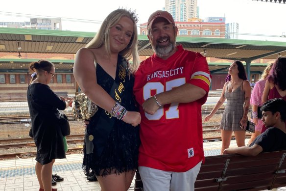 Toot toot! Father and daughter Chris and Savannah Murray.