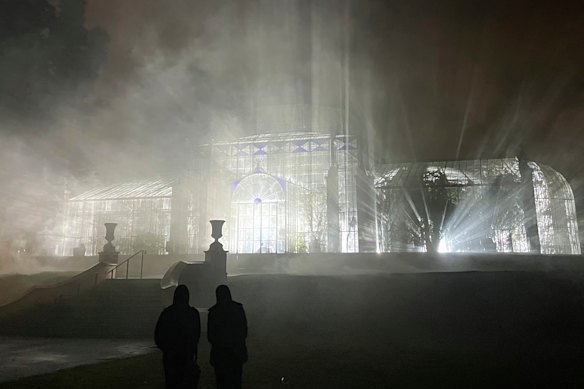 The pavilion at Light Cycles, at Illuminate Adelaide 2021