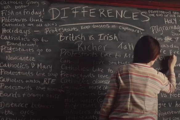 The famous blackboard scene from Derry Girls.