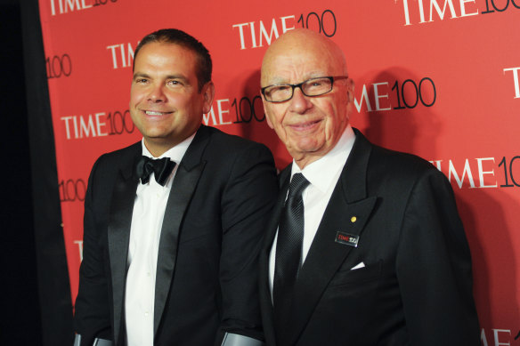 On the same page? Lachlan Murdoch, left, and Rupert Murdoch attend a gala in New York.