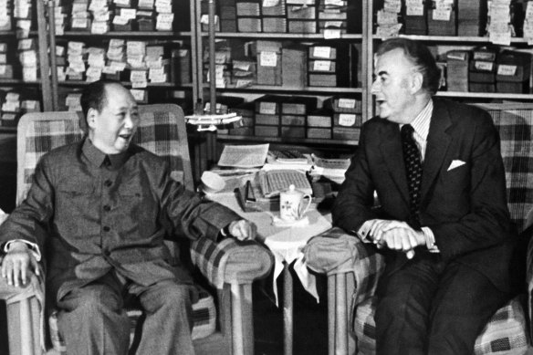 Gough Whitlam with Chairman Mao during his visit to China in 1973. 