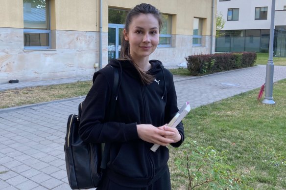 Ukrainian student Daryana Kolmyk had to flee Kharkiv and now volunteers to help the war effort.