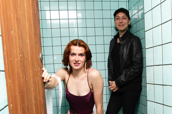 Overflow’s director Dino Dimitriadis  with Janet Anderson who stars as Rosie, a transgender woman under threat. 