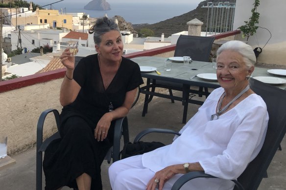 Susan Johnson and her mother on Kythera, 2019.