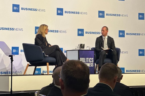 Liberal leader Libby Mettam at this morning’s Business News breakfast.