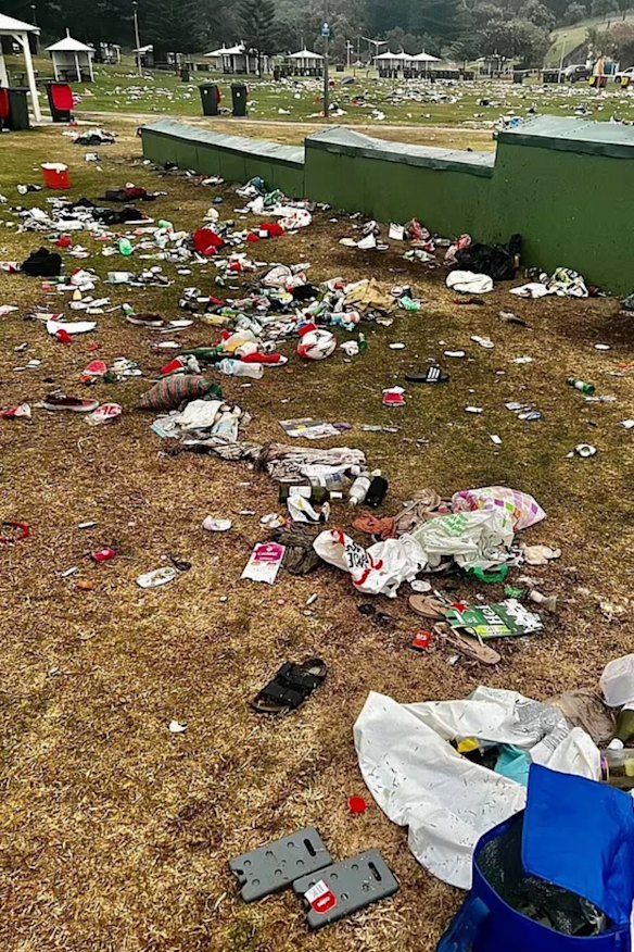 The park at Bronte Beach after Christmas celebrations.