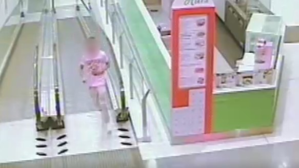 The victim staggered up an escalator at Underwood Marketplace after the attack.