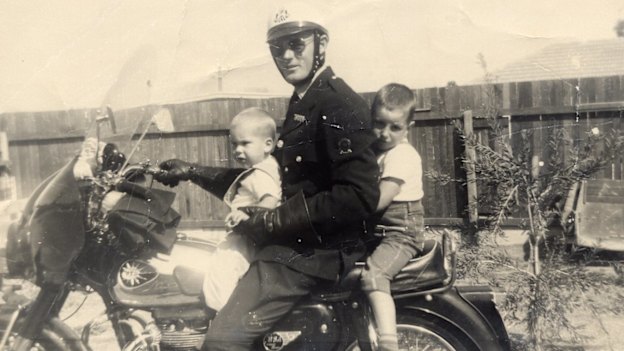 Tim Winton (at rear) with brother Michael and father John in Karrinyup, north Perth, circa 1965, not long before his father’s accident.