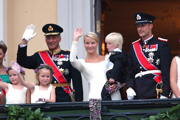 The royal wedding of Crown Prince Haakon of Norway and Crown Princess Mette-Marit. Also pictured is Marius Borg Hoiby, August 25 2001