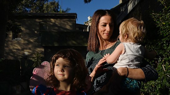 Veronica Milsom with daughters Zoe  and Lila.
