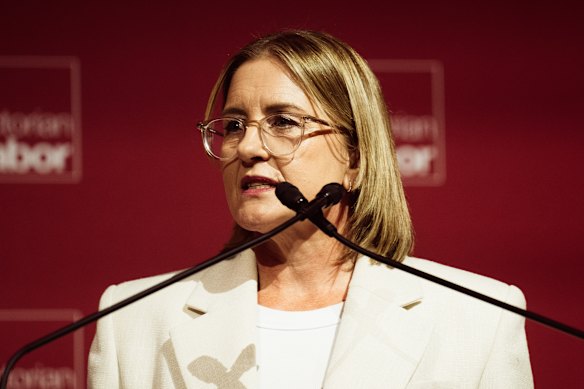 Premier Jacinta Allan speaking at last weekend’s Labor state conference.