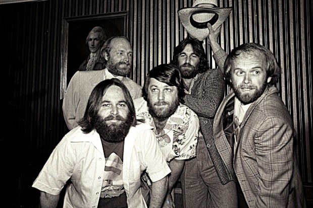 The Beach Boys at their press conference at the Boulevard Hotel in Sydney on 2 March 1978 Left to right Carl Wilson Mike Love Brian Wilson Dennis Wilson and Al Jardine.