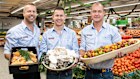 Angus (Left), Tristan and Luke (right) Harris from Harris Farm at a store in West End in Brisbane.