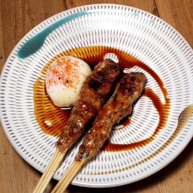 Tsukune with 62 degree egg.