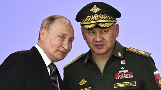 Russia’s President Vladimir Putin and Russian Defence Minister Sergei Shoigu.