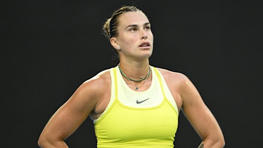 Aryna Sabalenka does not want her team using the on-court coaching “pods”.