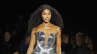 Naomi Campbell walks the runway at the Alexander McQueen spring/summer 2024 show during Paris Fashion Week.