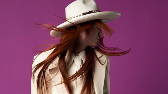 Fey there: fashion designer Harris Reed channels haute androgyny.